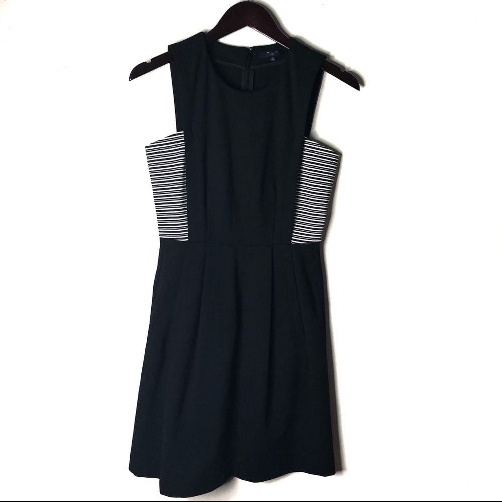 Madewell Black Dress with Black-and-White Stripe Panels